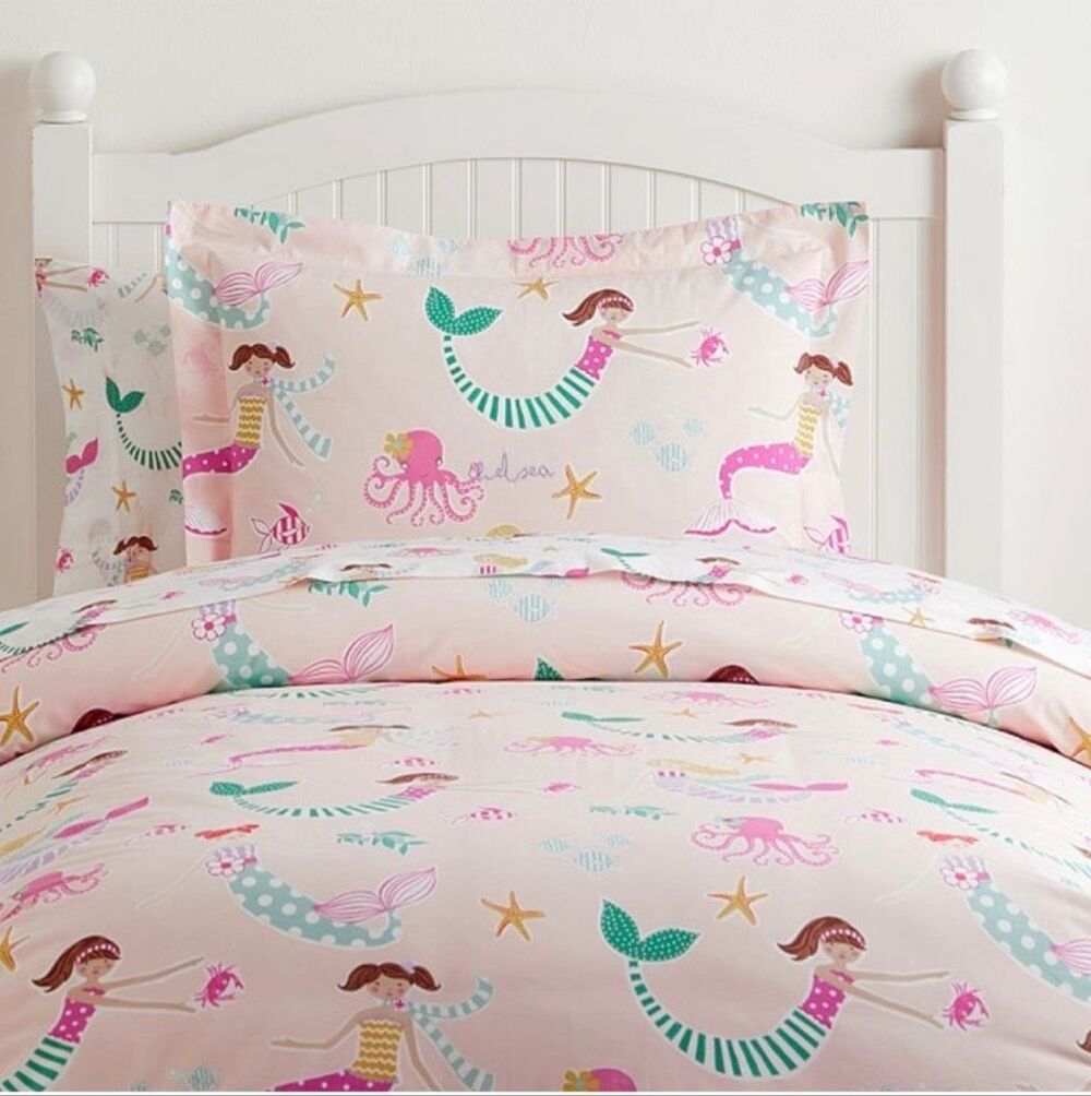 Pottery Barn Kids Organic Mermaid Duvet Cover Twin Size